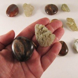 healing crystals pocket rocks petrified wood green earth quartz